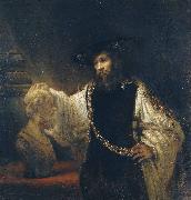 Rembrandt van rijn Aristotle Contemplating a Bust of Homer oil painting artist